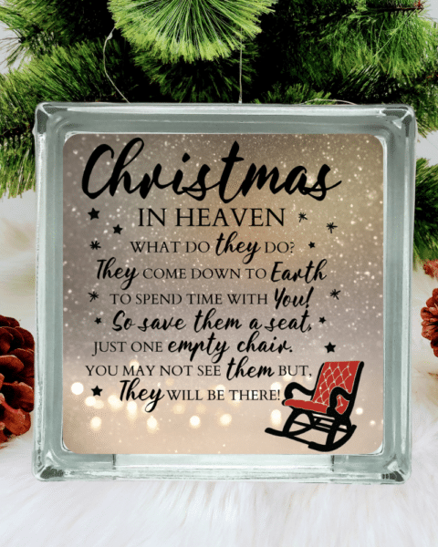 Christmas In Heaven - Lit Up Glass Block