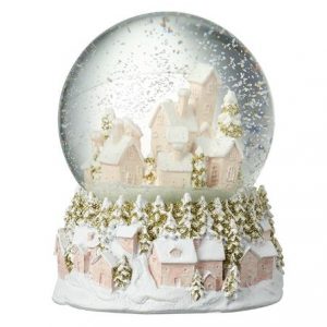 Pink & Gold Snowy Townscape Snow Globe
