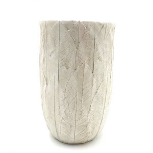Cement Embossed Leaf Vase