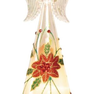 Light Up Christmas Angel with Poinsettia Skirt