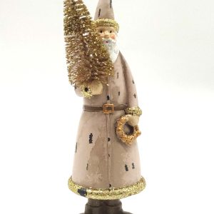 Traditional Santa Claus with Gold Tree + Wreath