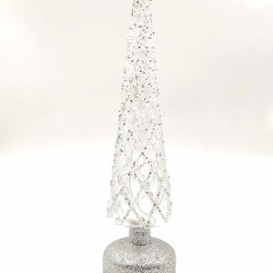 32cm Glass Lit Up Christmas Tree - Silver