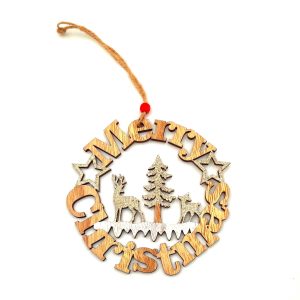 Merry Christmas Wooden Sign - Round