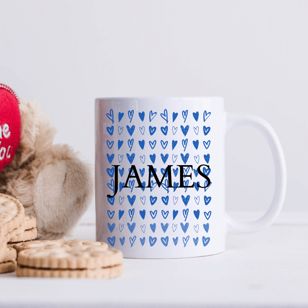 Blue Hearts – Personalised Mug