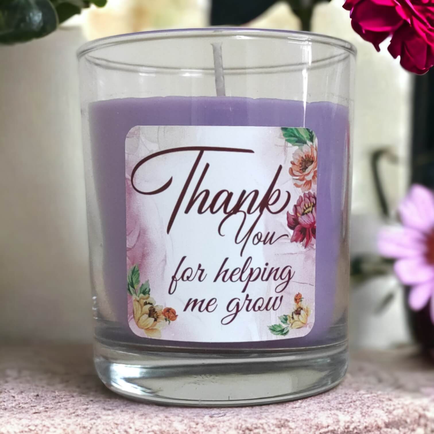 Thank You For Helping Me Grow - 175ml Massage Scented Candle Floral Design