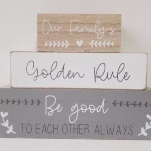 "Our Family's Golden Rules" Triple Wooden Block