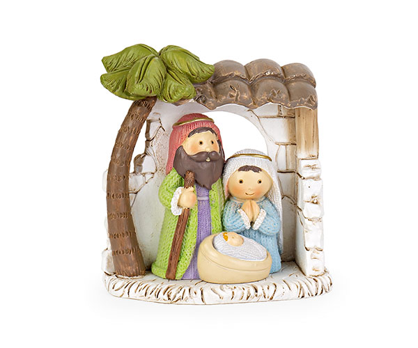 Mini Nativity Scene with Palm Tree
