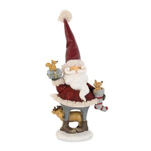Santa with Reindeer & Gifts Figurine
