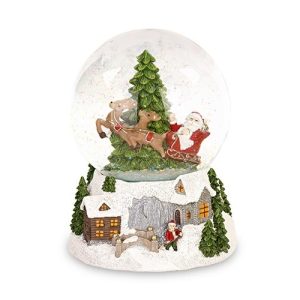 Musical Santa & Reindeer Snow Globe
