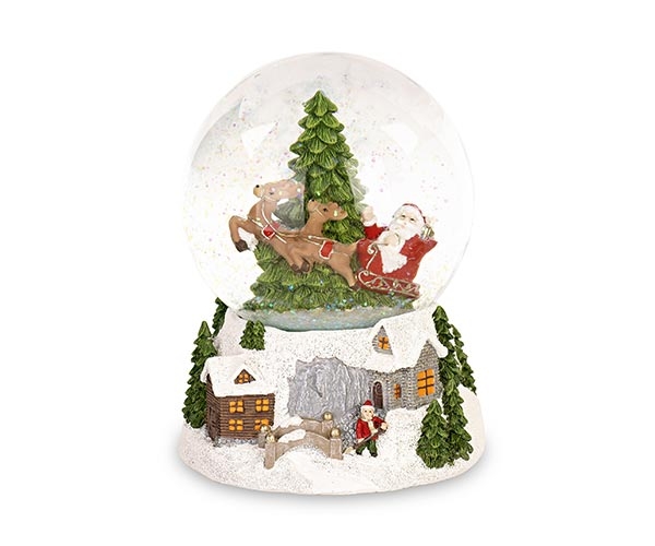 Musical Santa & Reindeer Snow Globe