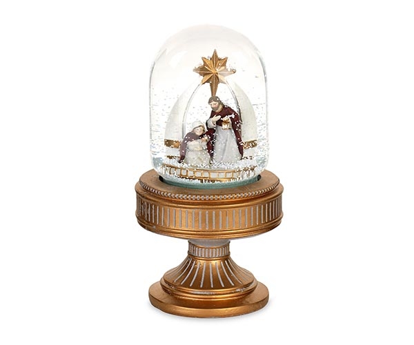 Holy Family Snow Globe on Pedestal
