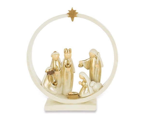 Nativity Scene in Circle Frame