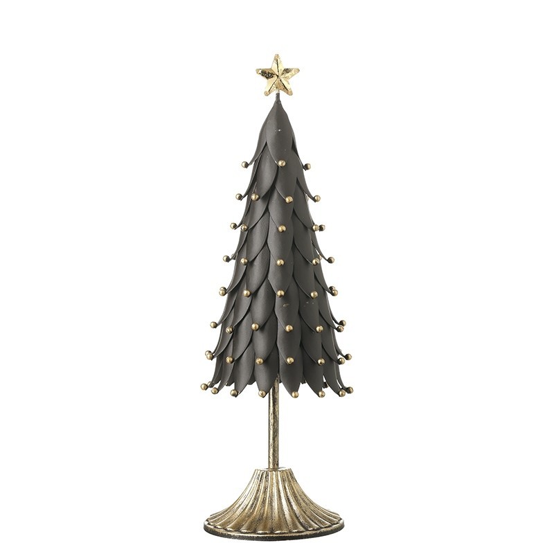 Black & Gold Metal Christmas Tree - 35cm