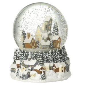 Musical Snow Globe Village Scene