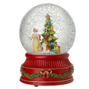 Musical Christmas Tree & Dog Snow Globe