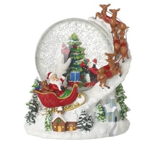 Musical Santa Flying Sleigh Snow Globe