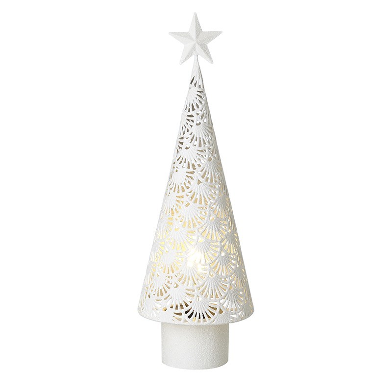 White Metal Cut Out Light Christmas Tree