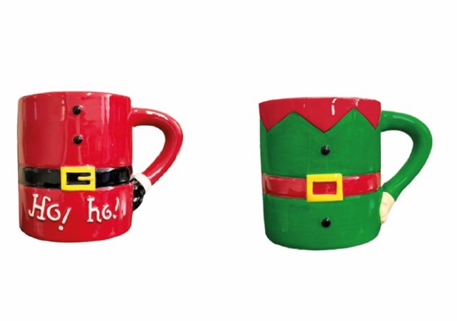 Christmas Ceramic Mugs Santa & Elf