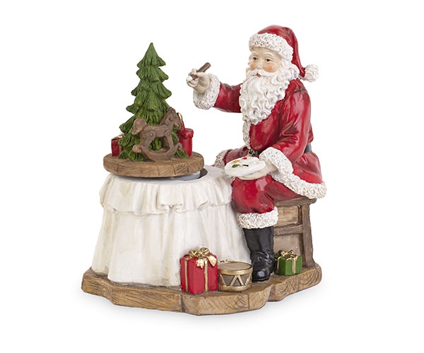 Musical Santa Figurine with Rotating Tree