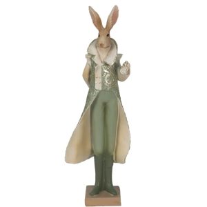 Green Polyresin Rabbit Figurine