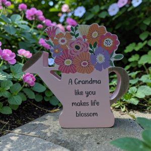 Grandma Watering Can Wooden Block