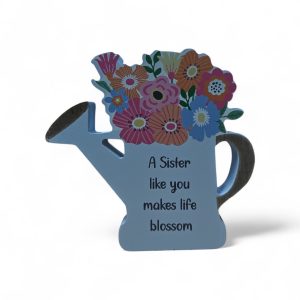 Sister Watering Can Wooden Block