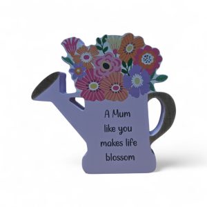 Mum Watering Can Wooden Block