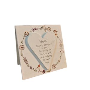 Wooden Mum Heart Card Block – 12 x 12 cm