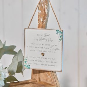 To My Dad on My Wedding Day Hanging Plaque