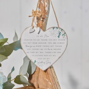 To My Mum on My Wedding Day Wooden Heart Plaque
