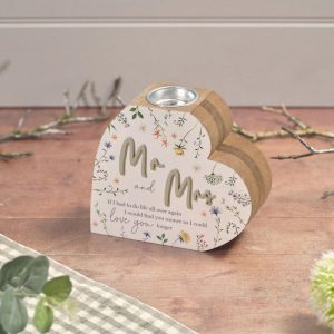 Mr & Mrs Heart Tealight Holder