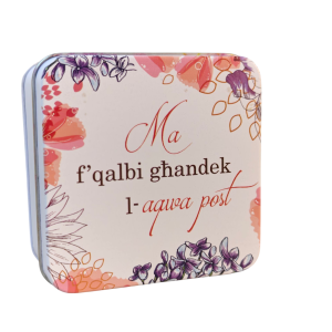 Ma f’Qalbi Għandek l-Aqwa Post” Tin Keepsake Box – 9 x 9 cm