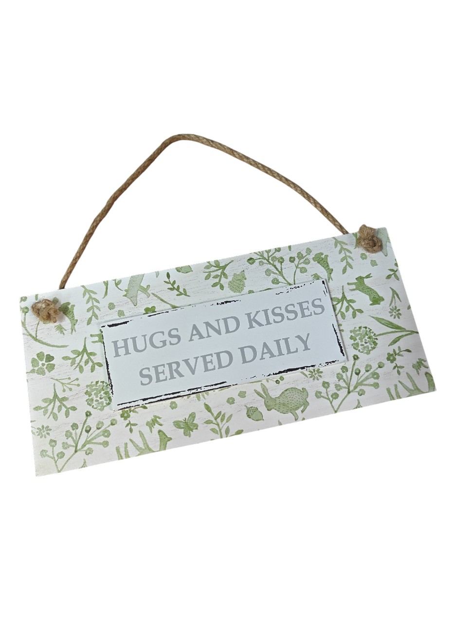 Hugs and Kisses Served Daily - Hanging Sign