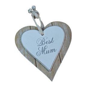 Best Mum-Wooden Heart Hanging Decoration
