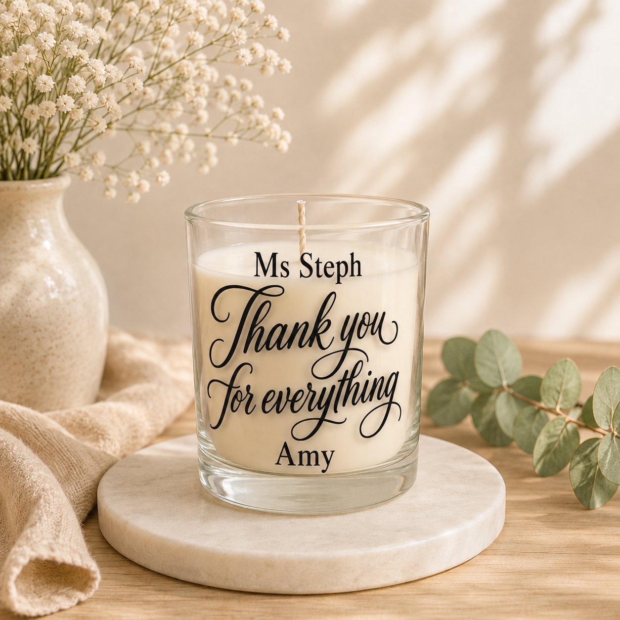 Thank You For Everything - Personalised Candle