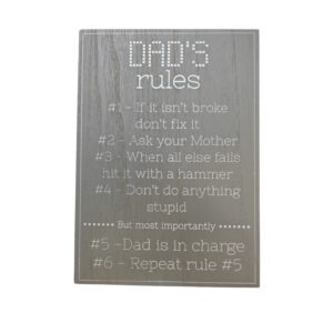 Dad's Rules Wooden Plaque