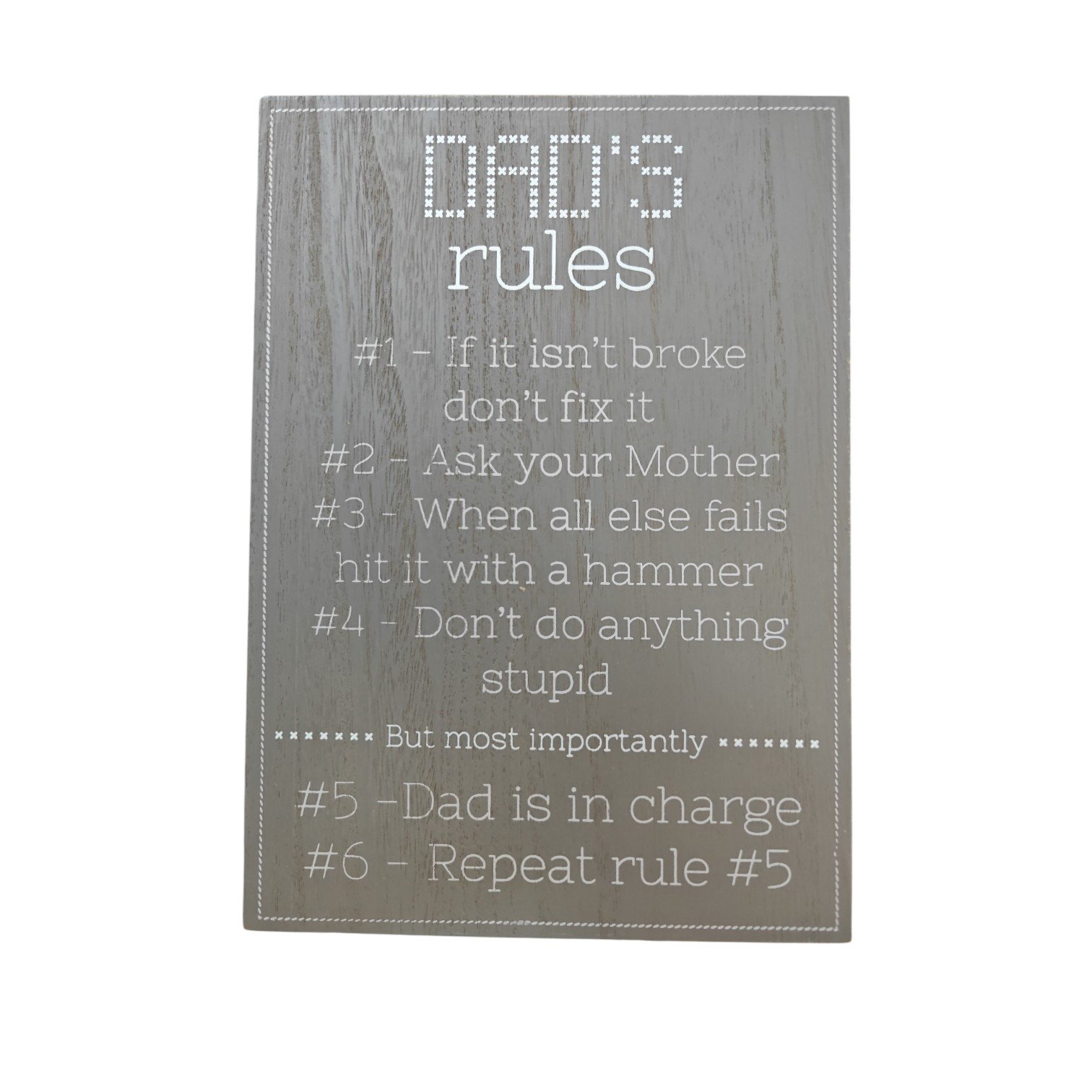 Dad's Rules Wooden Plaque