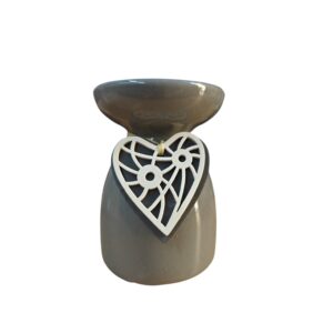 Grey Heart Oil Burner – 12 x 8 cm