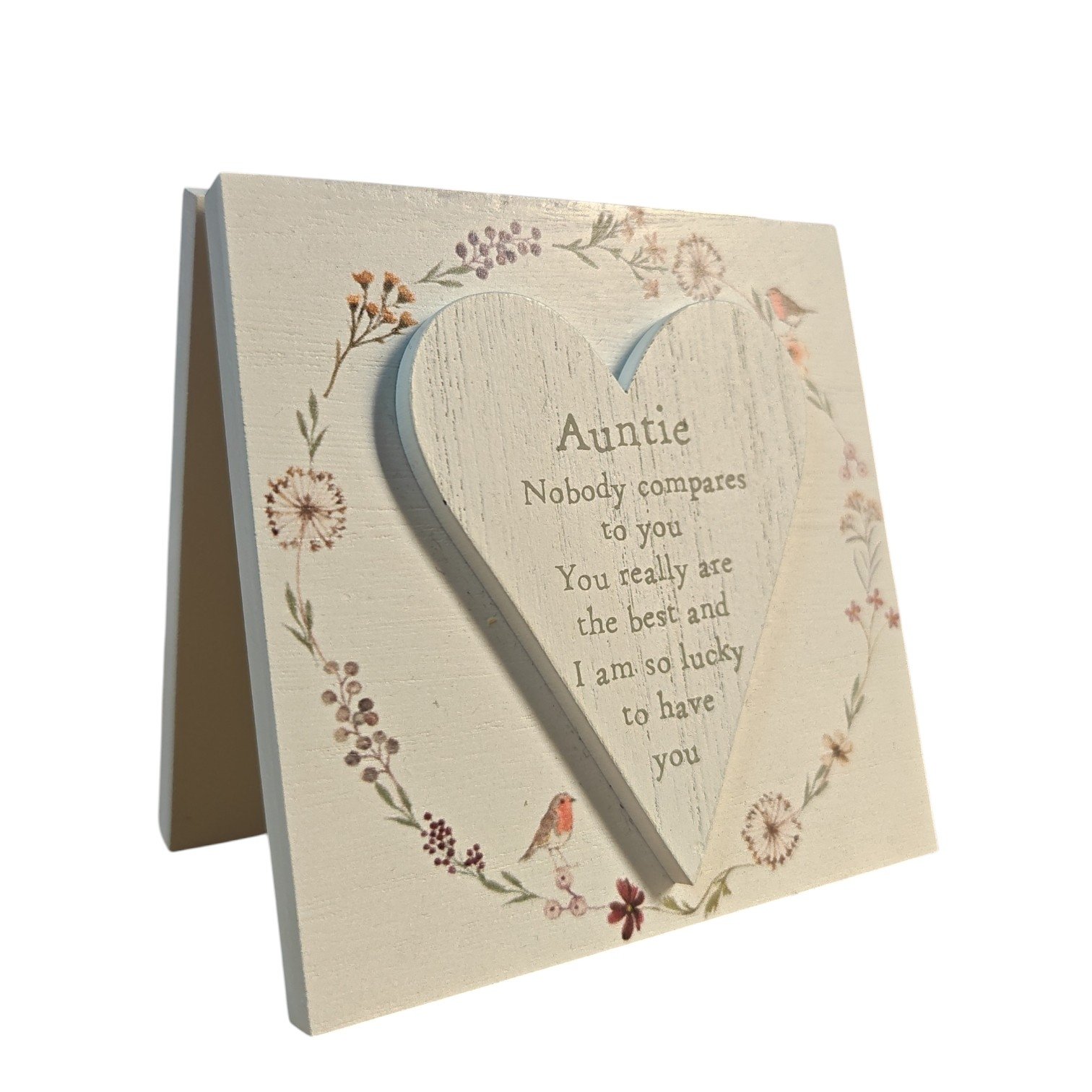Auntie Wooden Heart Plaque