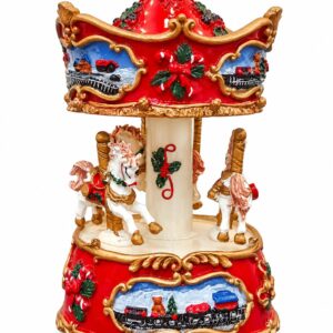 Musical & Rotating Christmas Carousel - 14 × 8cm