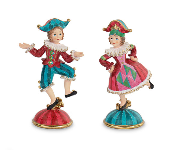 Festive Harlequin Christmas Figurines – 17cm