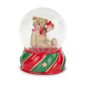 Christmas Teddy Bear Snow Globe – 13cm
