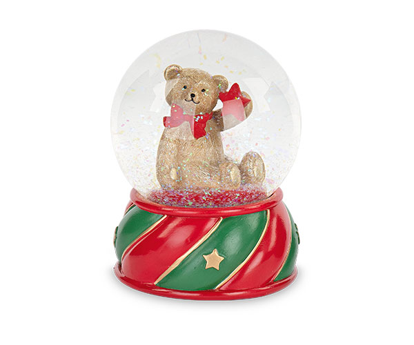 Christmas Teddy Bear Snow Globe – 13cm