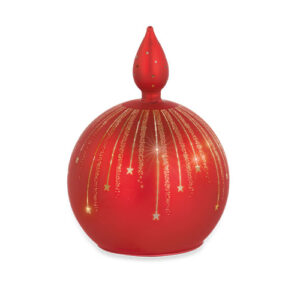 Red Glass LED Christmas Bauble Decoration – 15X12CM