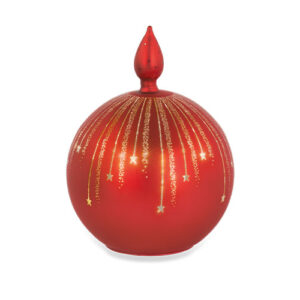Red Glass LED Christmas Bauble Decoration - 20X14CM