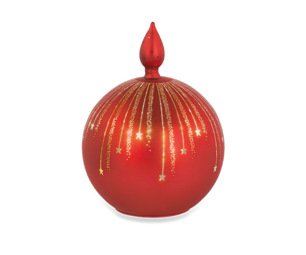 Red Glass LED Christmas Bauble Decoration - 20X14CM