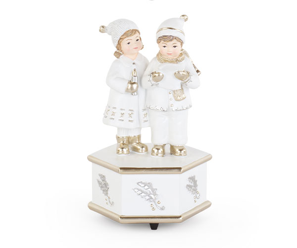 White & Gold Musical Christmas Children Decoration