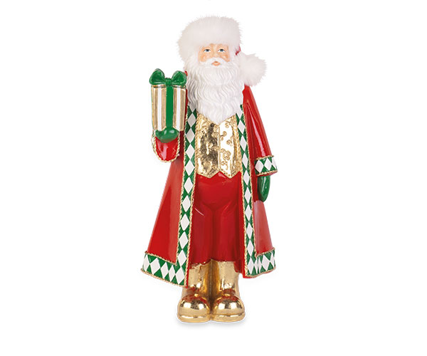 Traditional Red & Gold Santa Claus Resin Decoration – 30cm