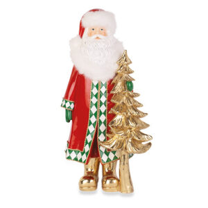 Santa Claus with Gold Christmas Tree Resin Decoration – 36cm