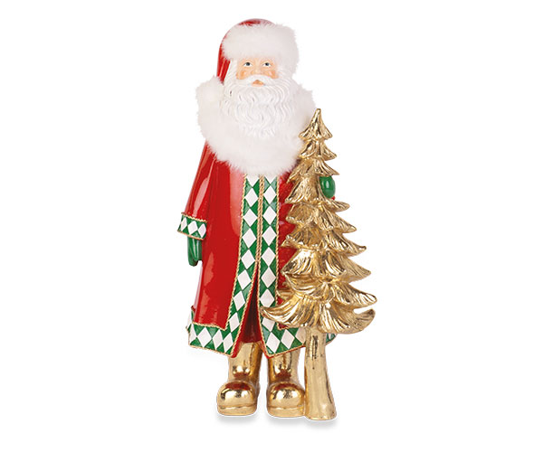 Santa Claus with Gold Christmas Tree Resin Decoration – 36cm